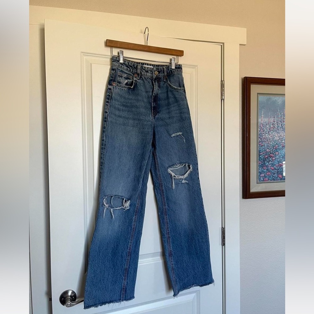 Zara Ripped Denim Loose Jeans